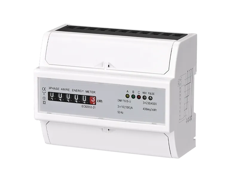 DIN Rail three Phase 7P LCD Energy  meter 100A