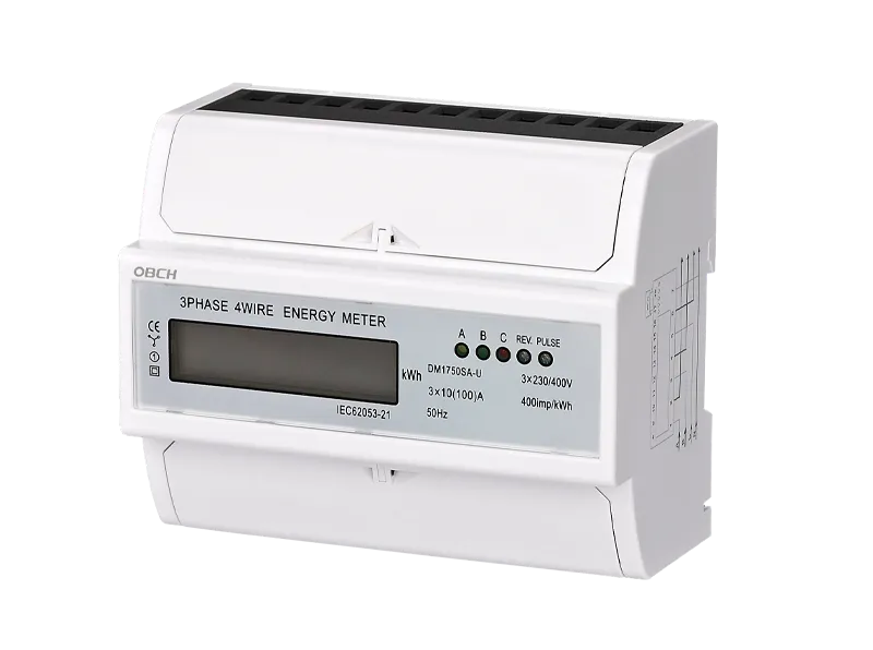 DIN Rail three Phase 7P LCD Energy  meter 100A