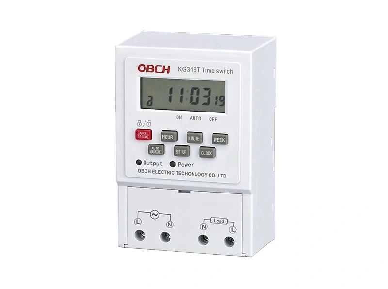 KG316T series time control switch 63AA Time Control Switch, or timer switch for short, is a device designed to automatically power electrical circuits or appliances on and off following a prearranged schedule.