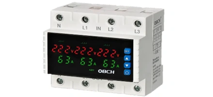 OBS7-63P+N-Three-Phase-Digital-VoltageCurrent-Protector-with-Lighting-Logo